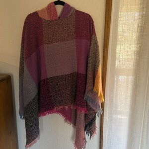 Colorful Patchwork Hooded Poncho